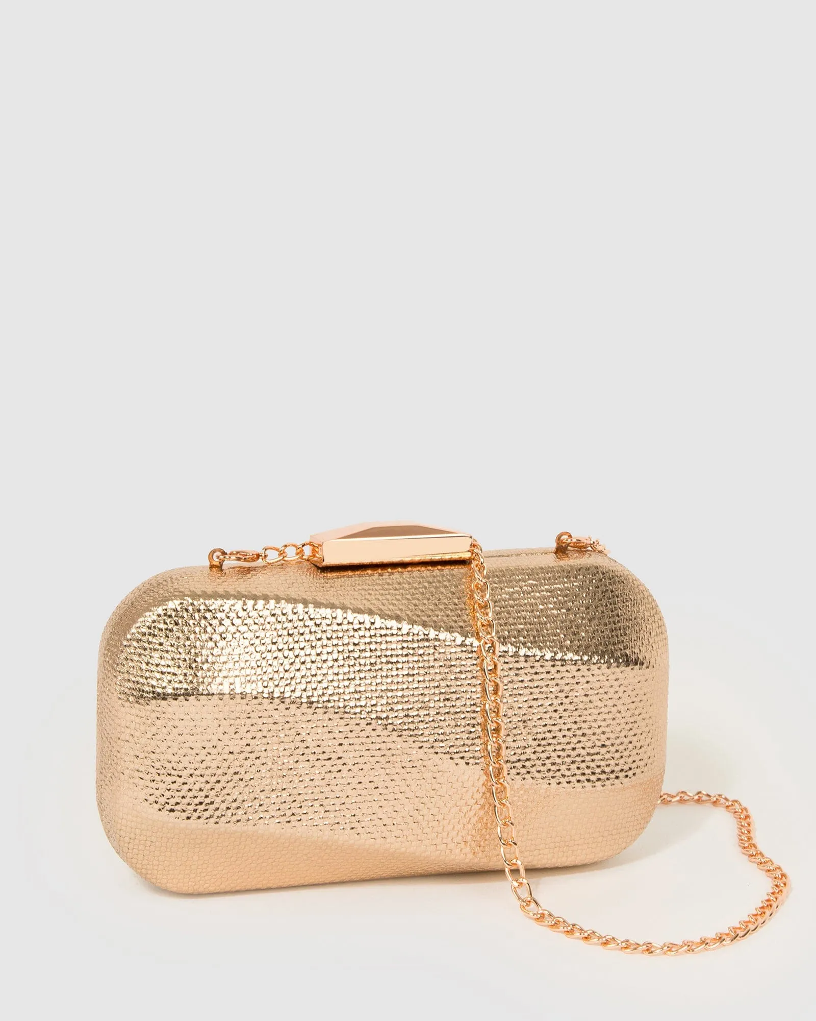 Rose Gold Marley Wavy Hardcase Clutch Bag sold by Collete Hayman