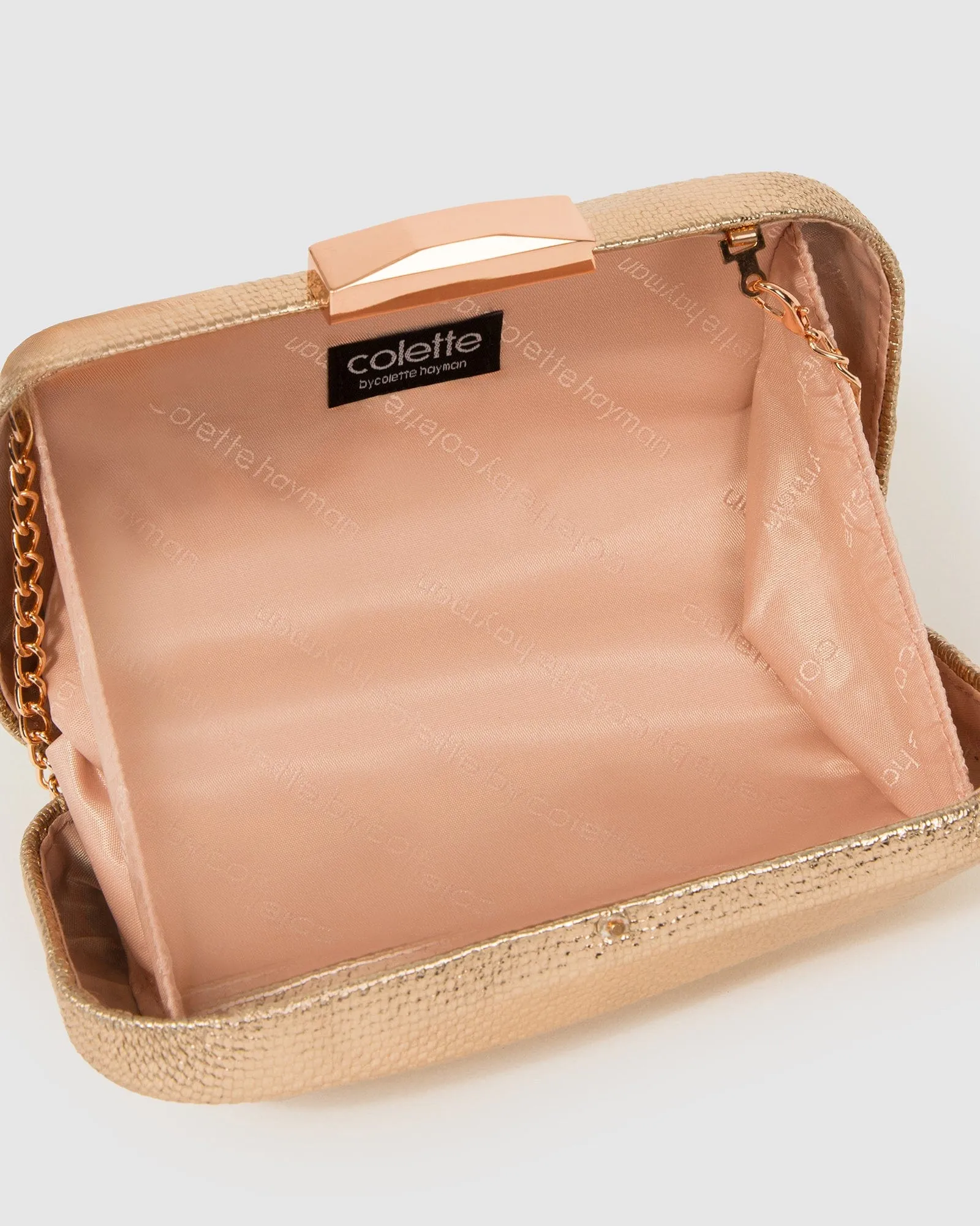 Rose Gold Marley Wavy Hardcase Clutch Bag sold by Collete Hayman product image thumbnail 3