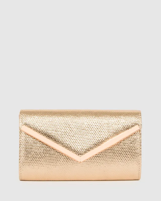 Rose Gold Cindy Evening Clutch Bag sold by Collete Hayman
