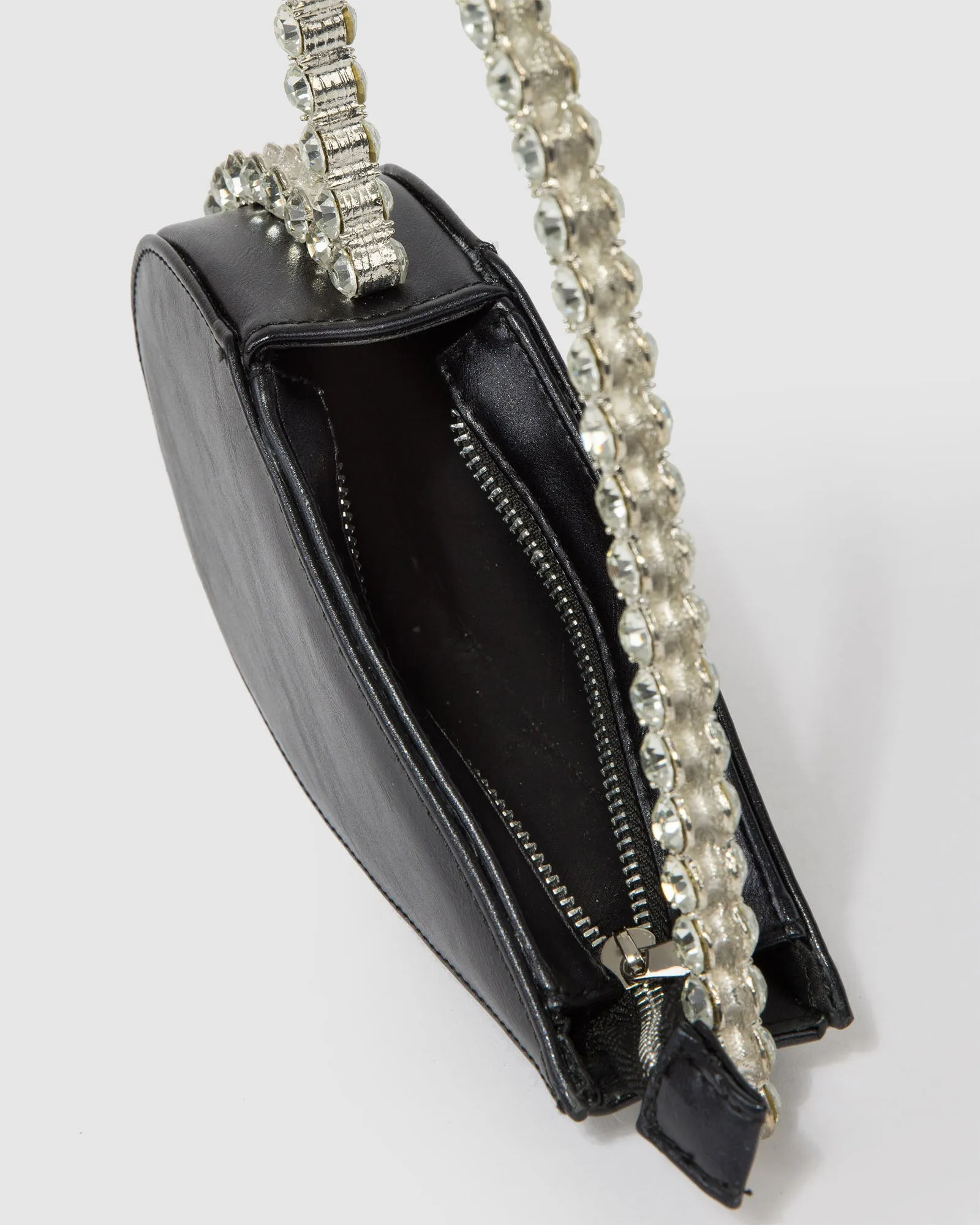 Black Crystal Heart Frame Clutch Bag sold by Collete Hayman product image thumbnail 4