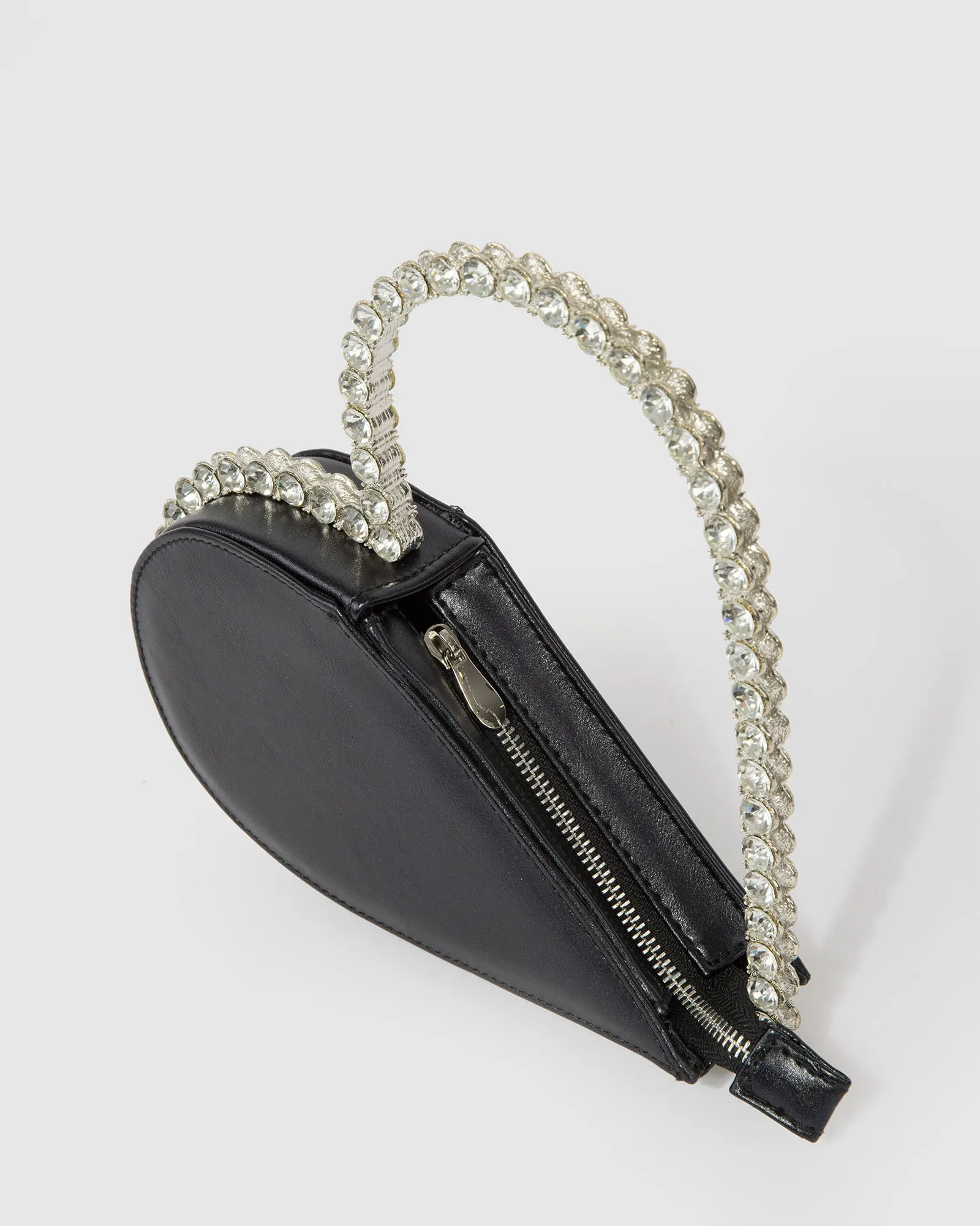 Black Crystal Heart Frame Clutch Bag sold by Collete Hayman product image thumbnail 3