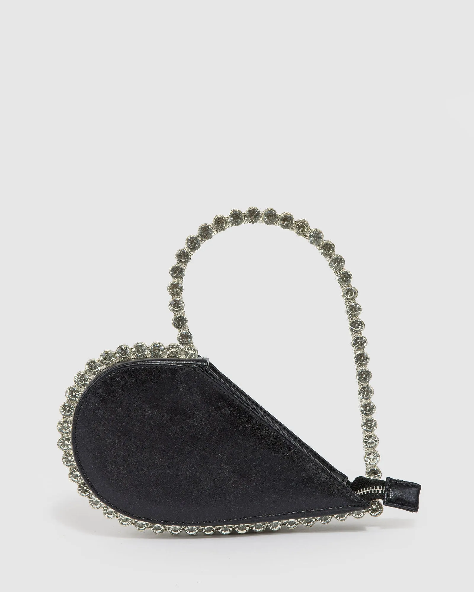 Black Crystal Heart Frame Clutch Bag sold by Collete Hayman