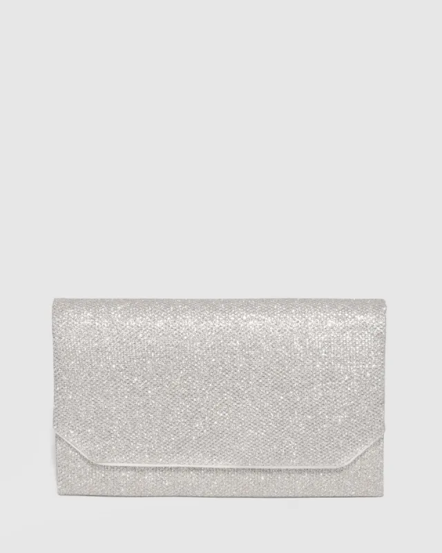 Silver Penny Flap Clutch Bag sold by Collete Hayman