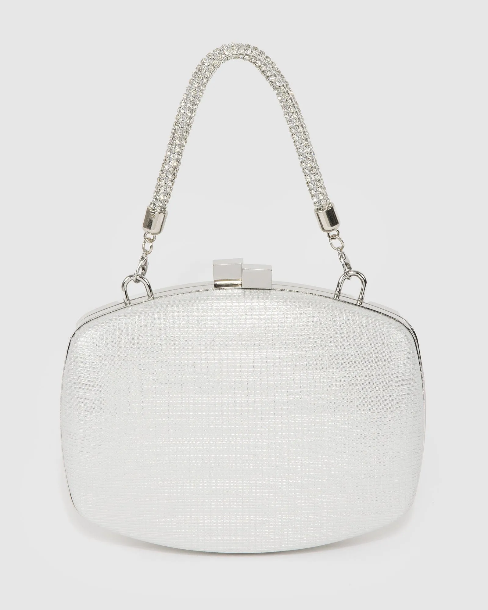 Silver Eden Crystal Handle Clutch Bag sold by Collete Hayman