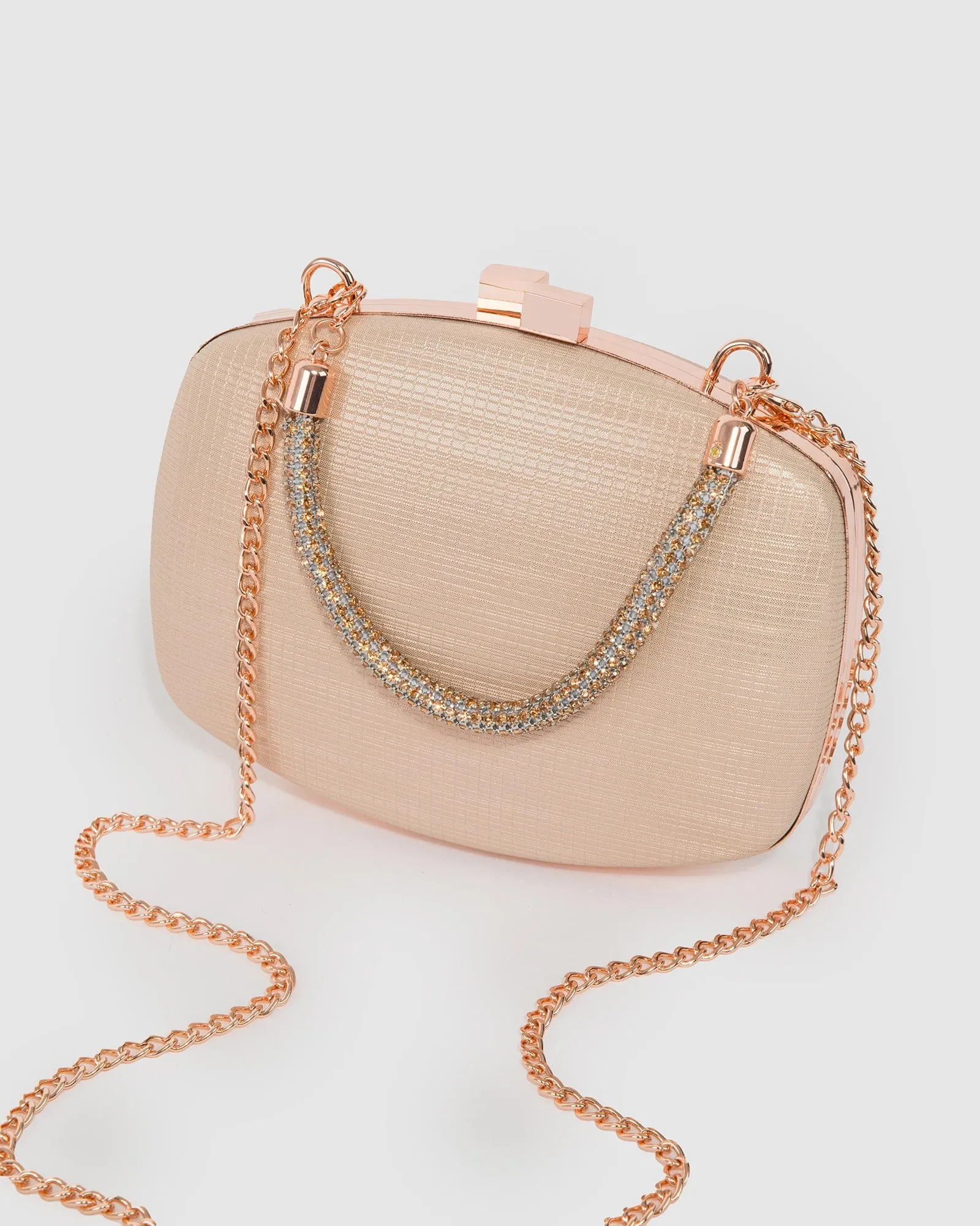 Rose Gold Eden Crystal Handle Clutch Bag sold by Collete Hayman product image thumbnail 5