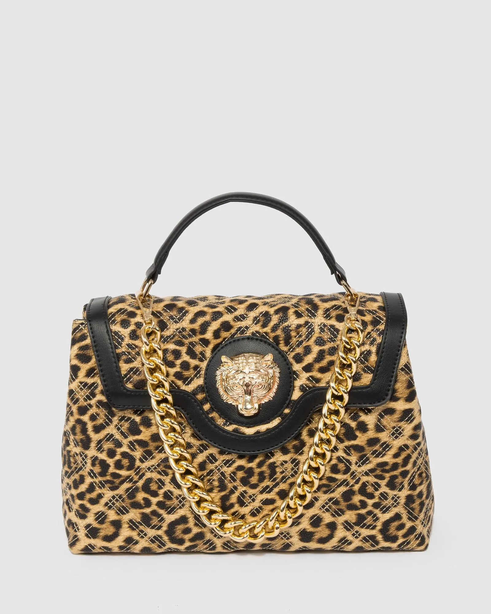 Leopard Print Asma Chain Top Handle Bag sold by Collete Hayman