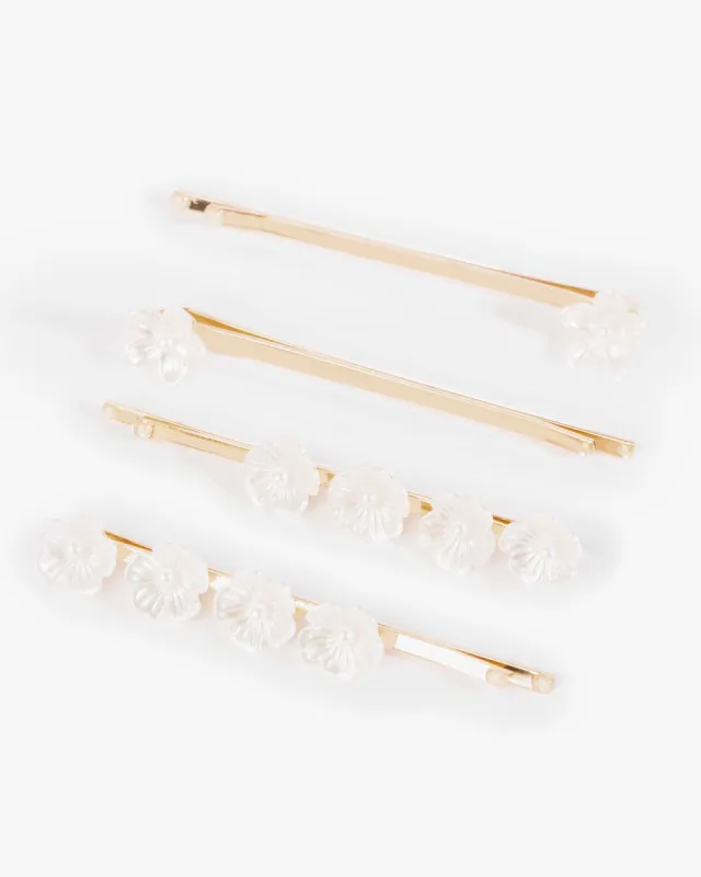 White 4 Pack Pearl Flower Hair Slides sold by Collete Hayman