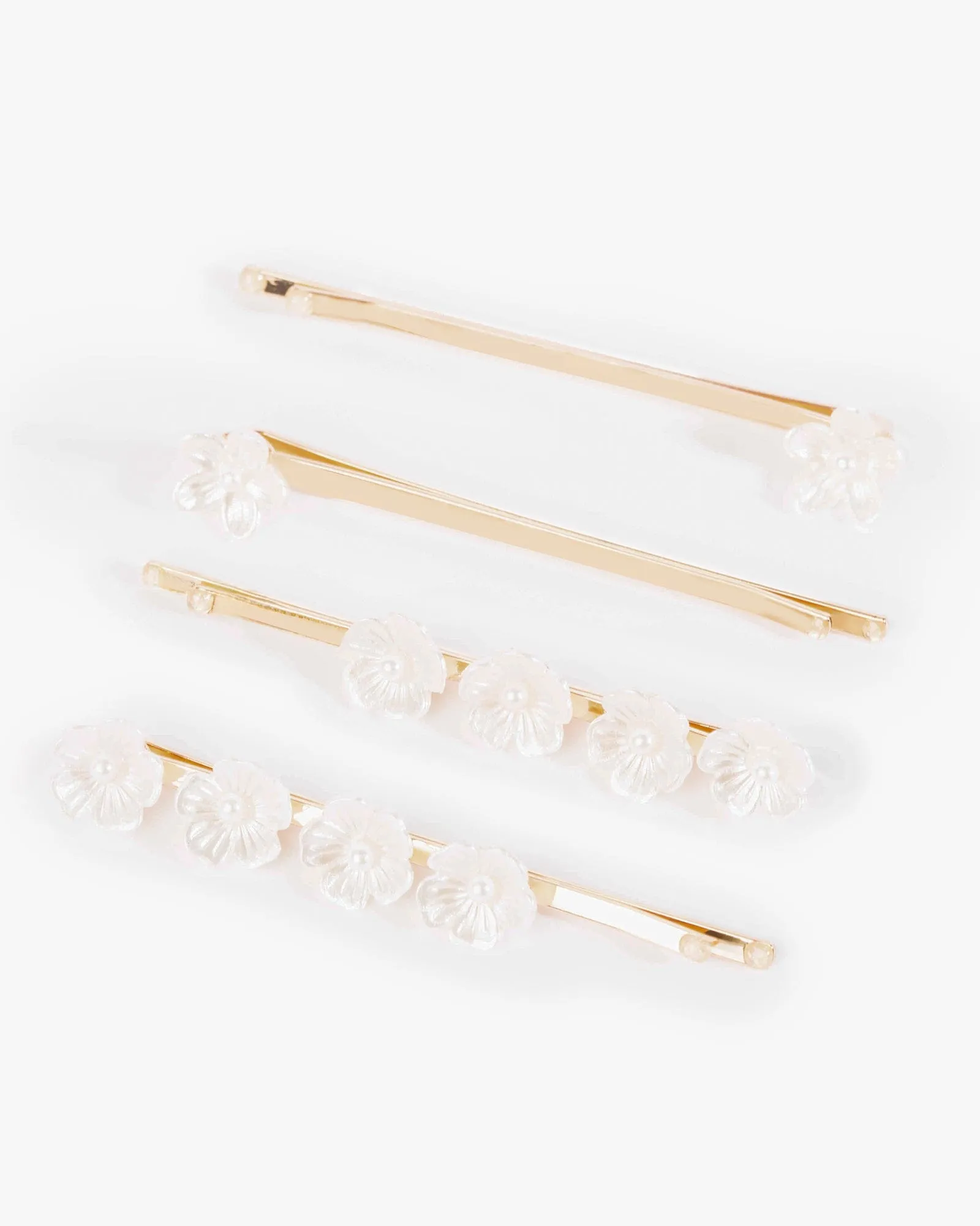 White 4 Pack Pearl Flower Hair Slides sold by Collete Hayman