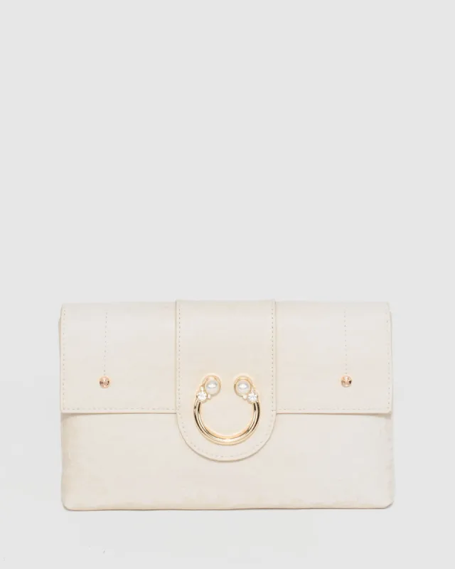 Ivory Polly Pearl Clutch Bag sold by Collete Hayman