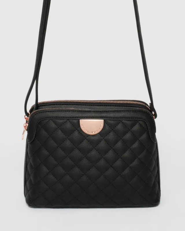 Black Joanna Quilt Crossbody Bag sold by Collete Hayman