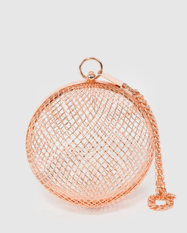 Rose Gold Miley Metal Ball Clutch Bag sold by Collete Hayman