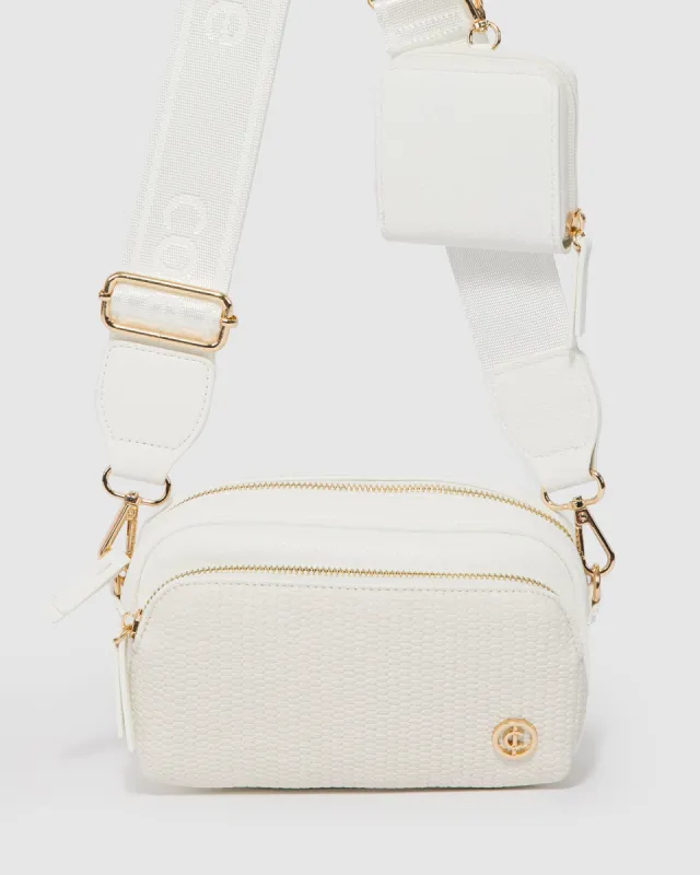 White Amalia Webbing Crossbody Bag sold by Collete Hayman