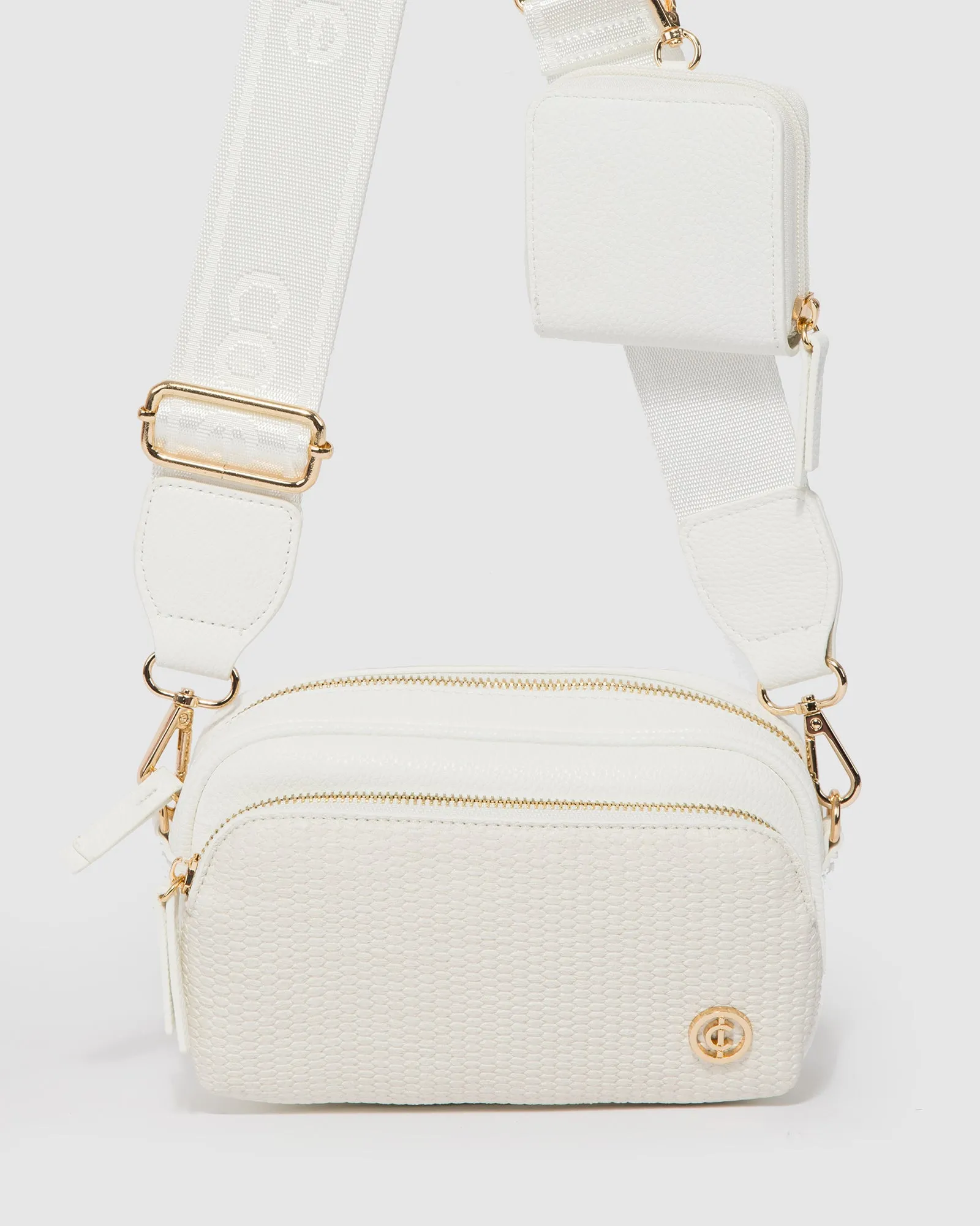 White Amalia Webbing Crossbody Bag sold by Collete Hayman