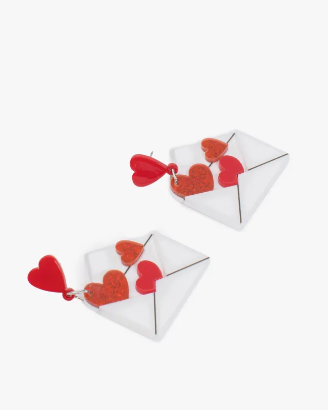 White Love Letter Motif Earrings sold by Collete Hayman