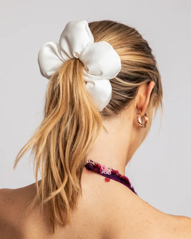 White Puffy Flower Scrunchie sold by Collete Hayman