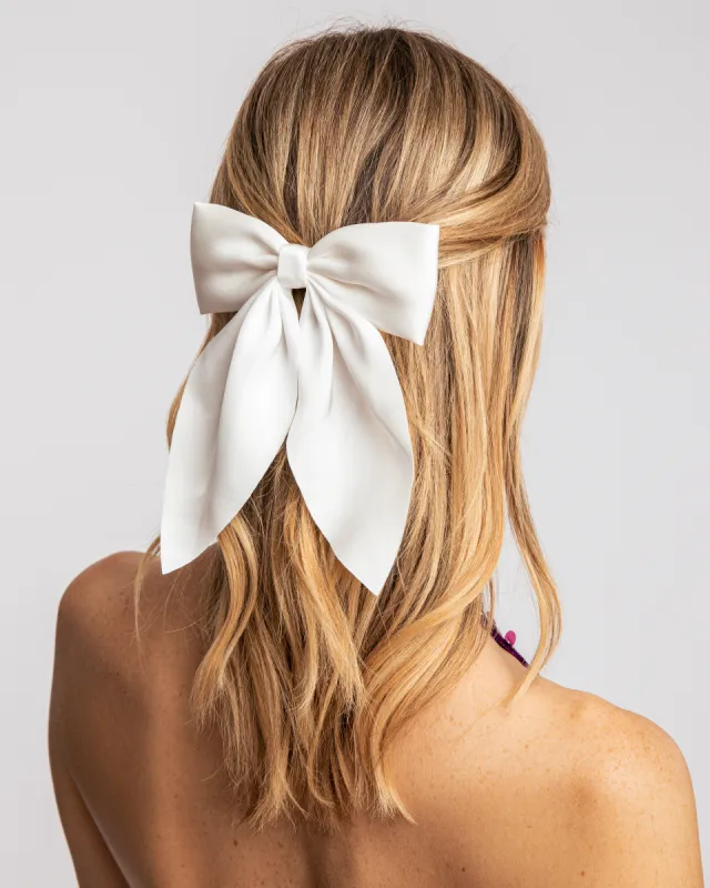 White Large Bow Hair Clip sold by Collete Hayman