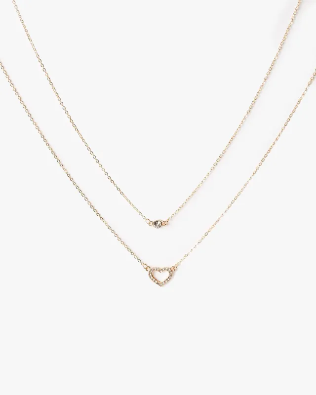 Gold Rhinestone Heart 2 Pack Necklace sold by Collete Hayman