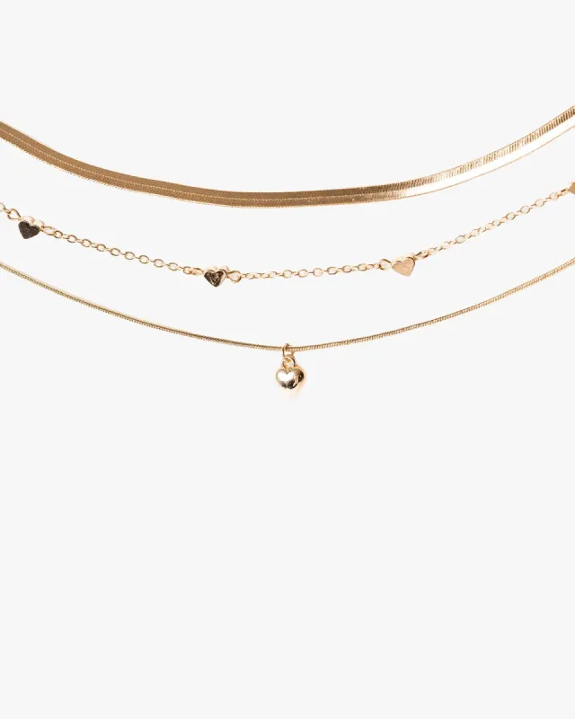 Gold Heart Icon 3 Pack Necklace sold by Collete Hayman