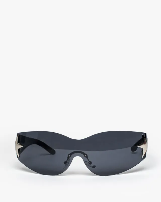 Black Rimless Wrap Around Star Sunglasses sold by Collete Hayman