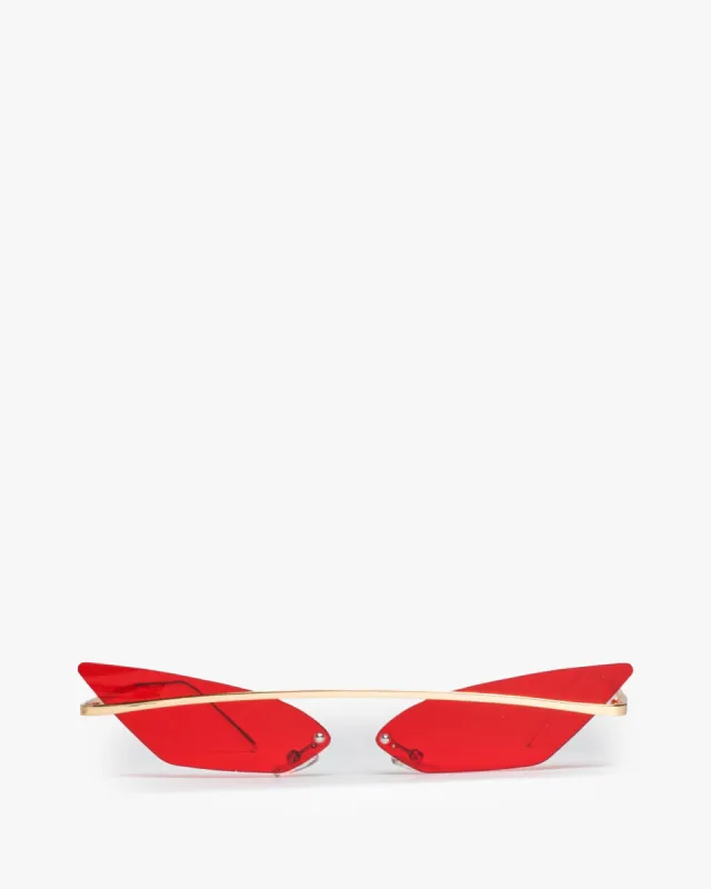 Red Pointed Cat-Eye Metal Frame Sunglasses sold by Collete Hayman