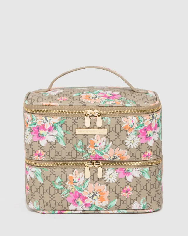 Floral Monogram Summer Double Cosmetic Case sold by Collete Hayman
