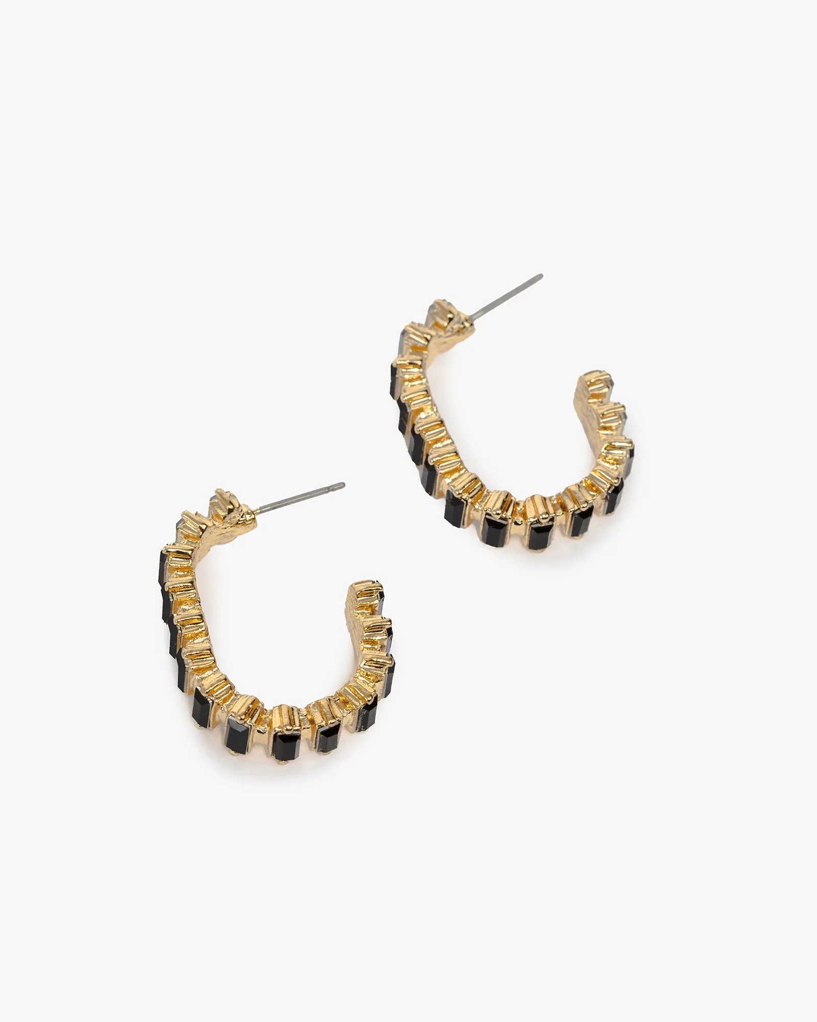 Black Crystal J Hoop Earrings sold by Collete Hayman product image thumbnail 2