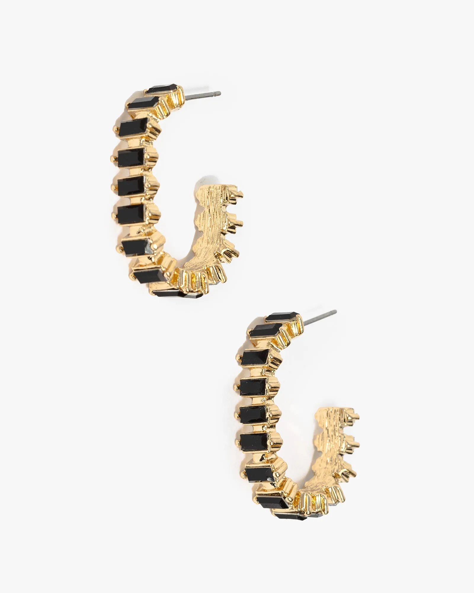 Black Crystal J Hoop Earrings sold by Collete Hayman