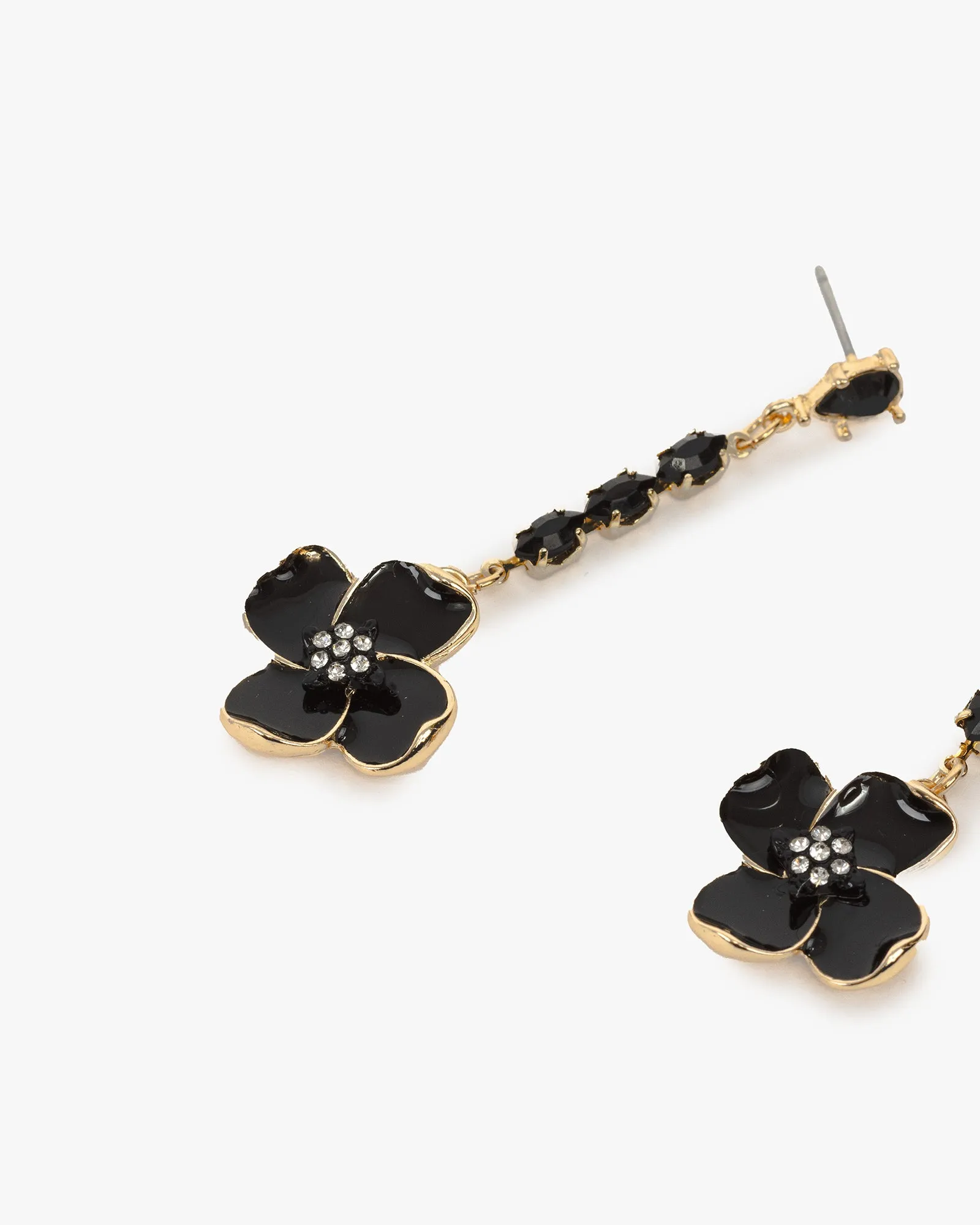 Black Crystal Drop Flower Earrings sold by Collete Hayman product image thumbnail 3