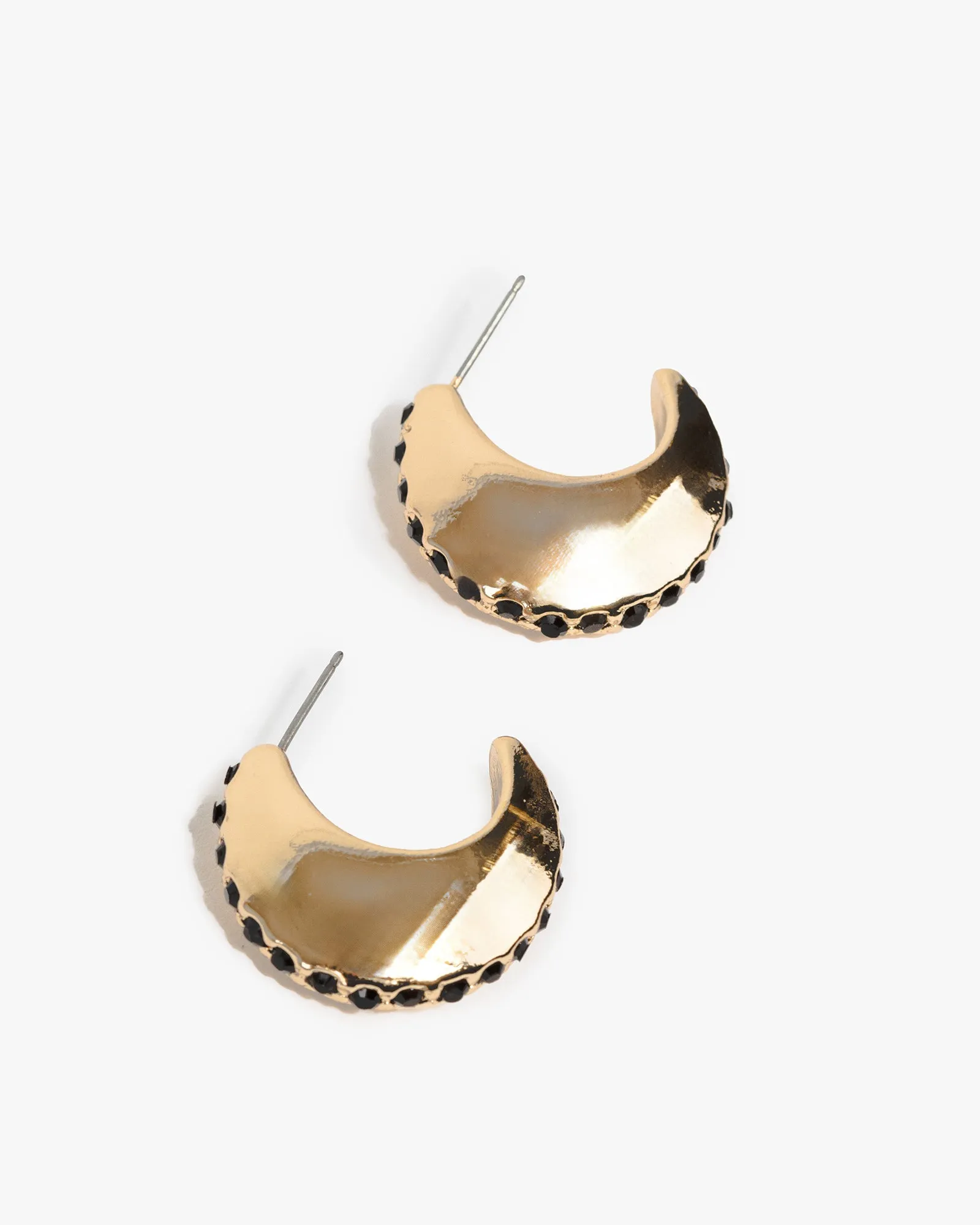 Black Studded Line Hoop Earrings sold by Collete Hayman