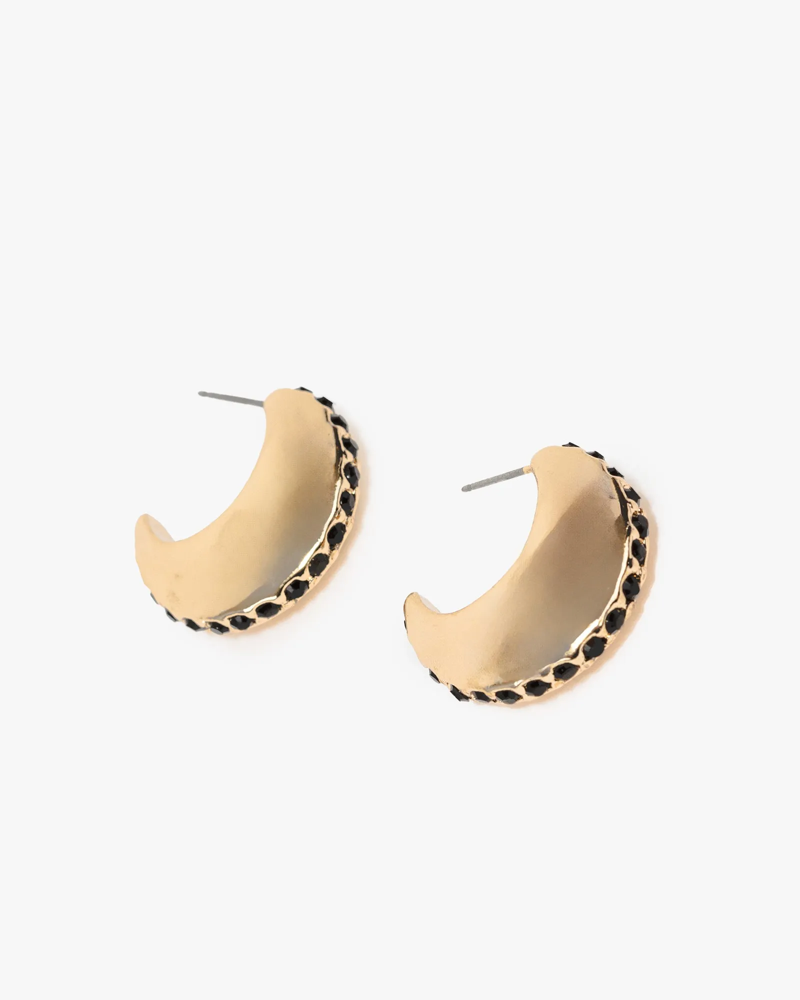Black Studded Line Hoop Earrings sold by Collete Hayman product image thumbnail 2
