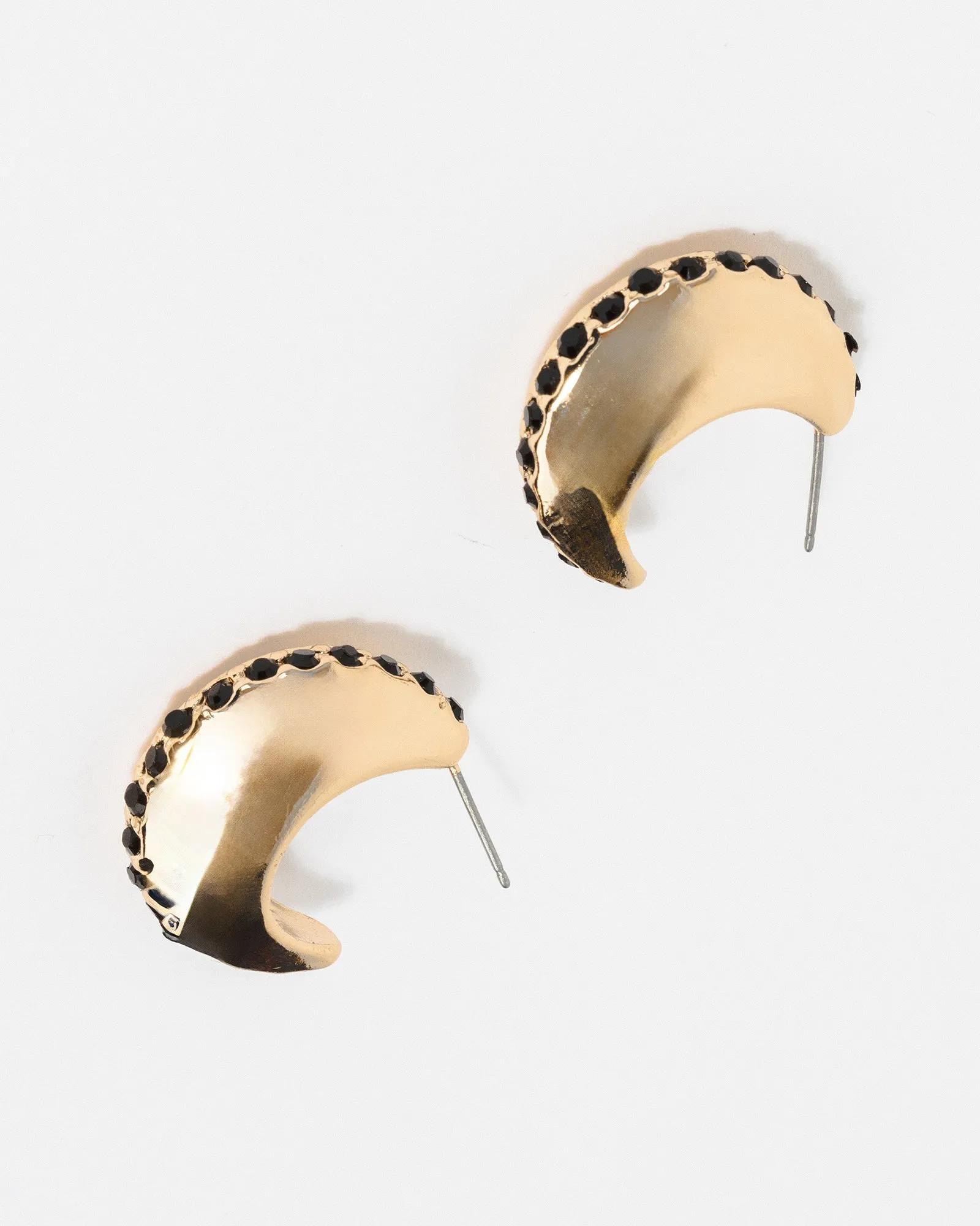 Black Studded Line Hoop Earrings sold by Collete Hayman product image thumbnail 3