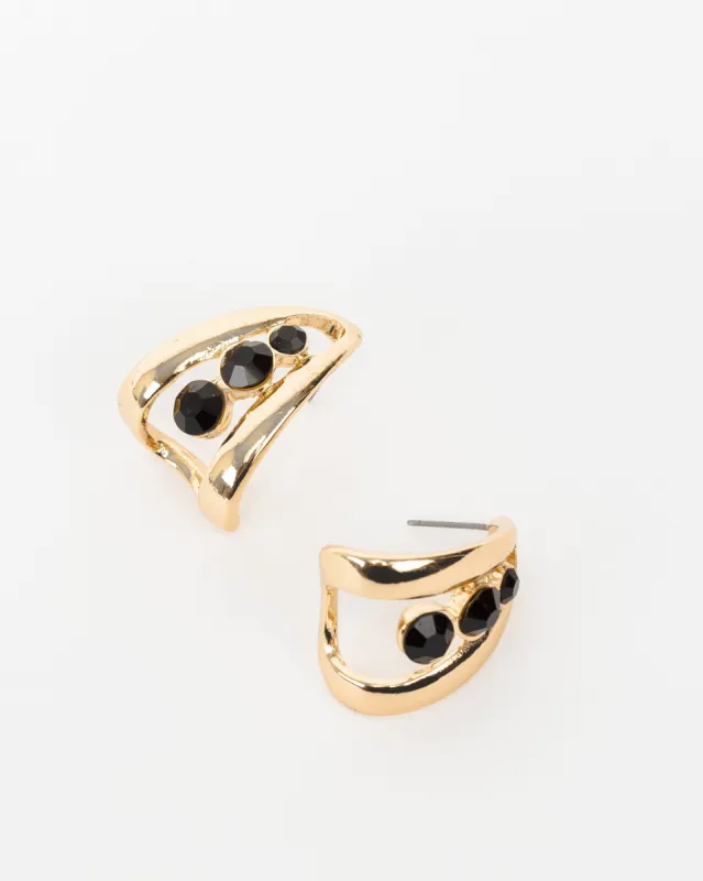 Black Crystal Lined Hoop Earrings sold by Collete Hayman