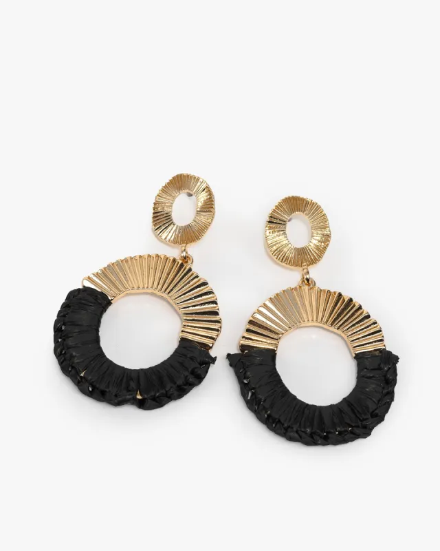 Black Half Wrapped Oval Earrings sold by Collete Hayman