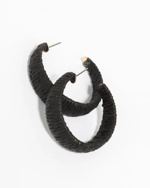 Black Wrapped Hoop Earrings sold by Collete Hayman