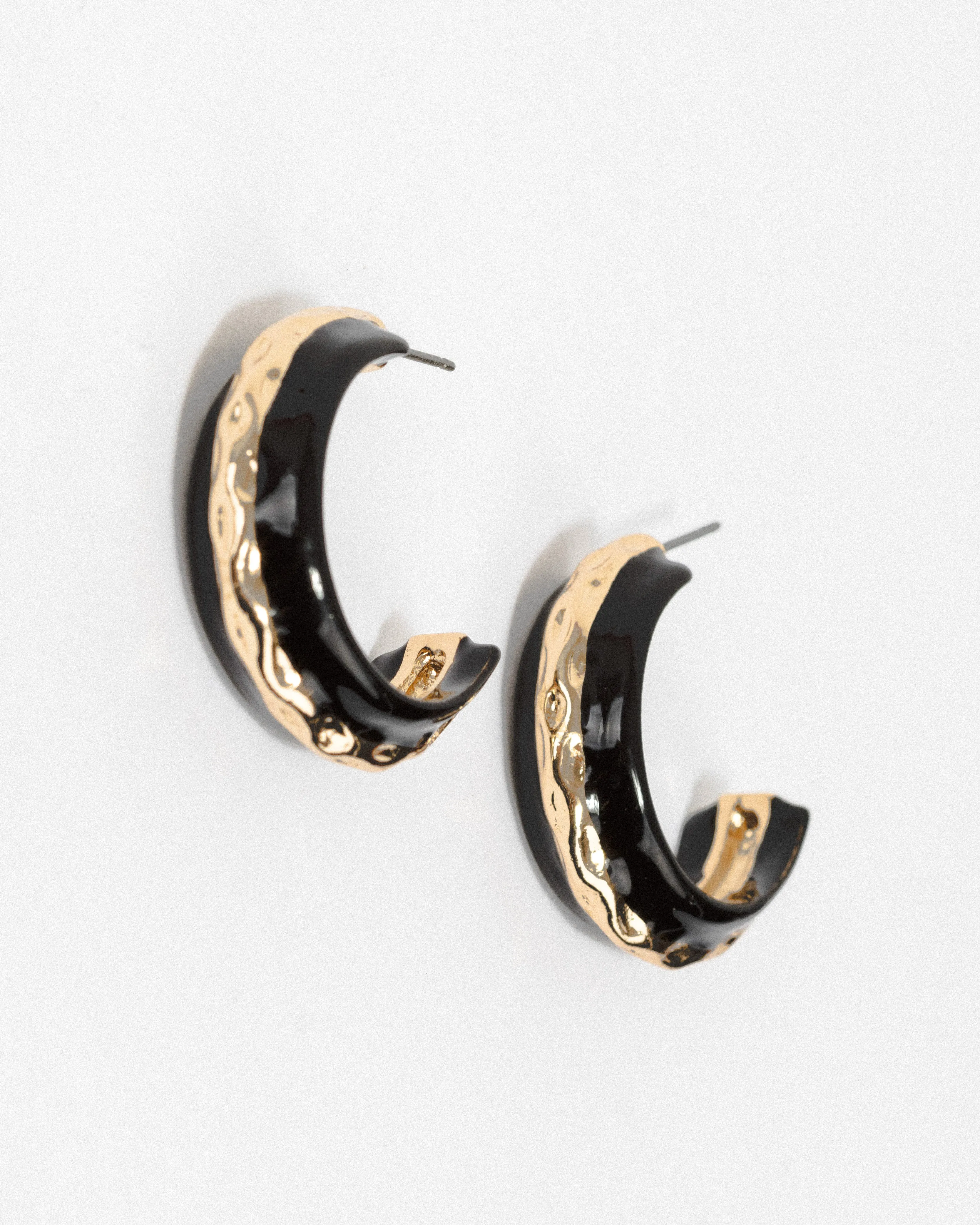 Black Organic Lined Hoop Earrings sold by Collete Hayman