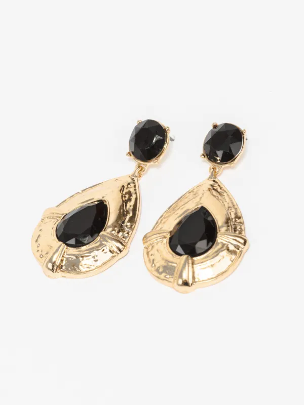 Black Textured Framed Tear Drop Earrings sold by Collete Hayman