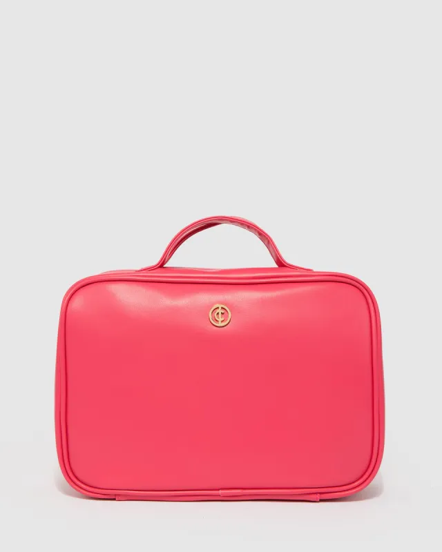 Pink Fold Out Logo Cosmetic Case sold by Collete Hayman