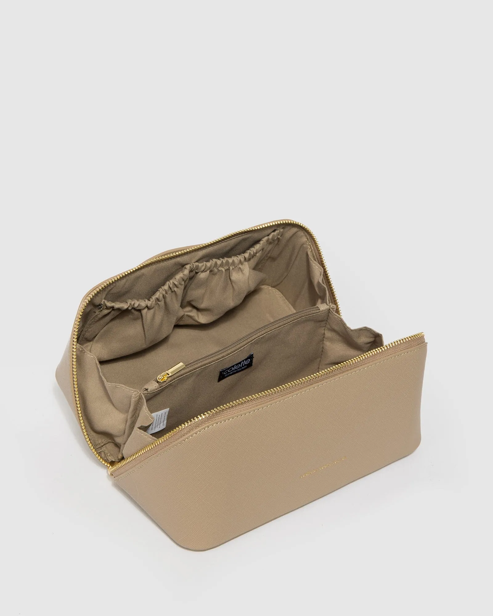 Taupe Fold Out Cosmetic Case sold by Collete Hayman product image thumbnail 4