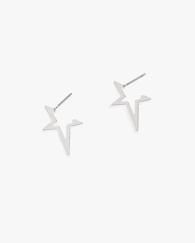 Silver Elongated Metal Star Earrings sold by Collete Hayman