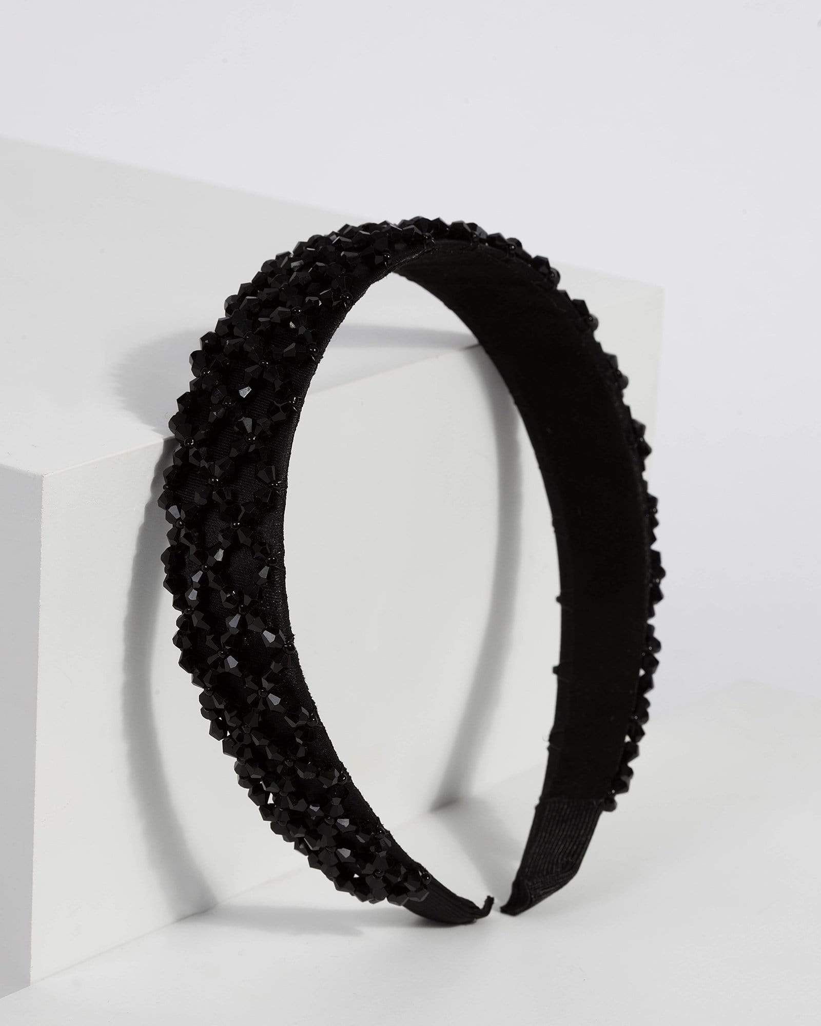 Black Thick Beaded Headband sold by Collete Hayman