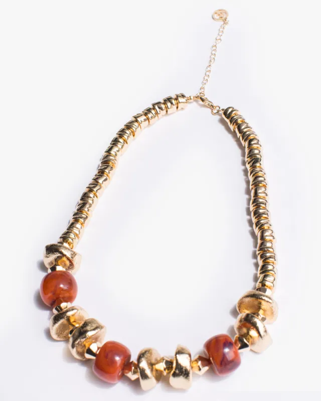 Brown Multi Colour Shape Beaded Necklace sold by Collete Hayman
