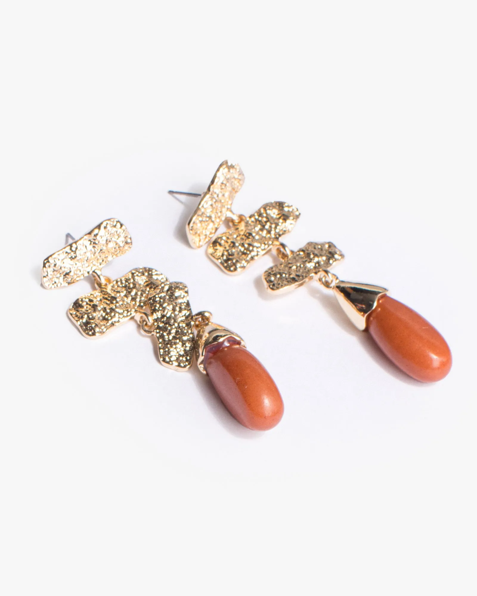 Brown Textural Bar Statement Earrings sold by Collete Hayman product image thumbnail 2