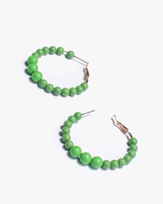 Green Beaded Hoop Earrings sold by Collete Hayman