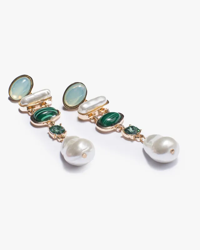 Green Alternated Stone Drop Earrings sold by Collete Hayman
