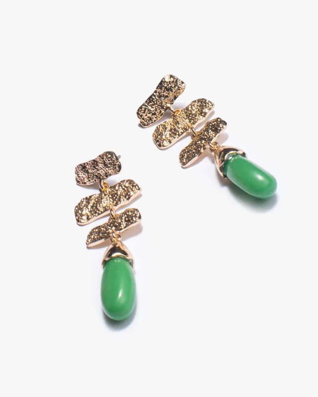 Green Textural Bar Statement Earrings sold by Collete Hayman
