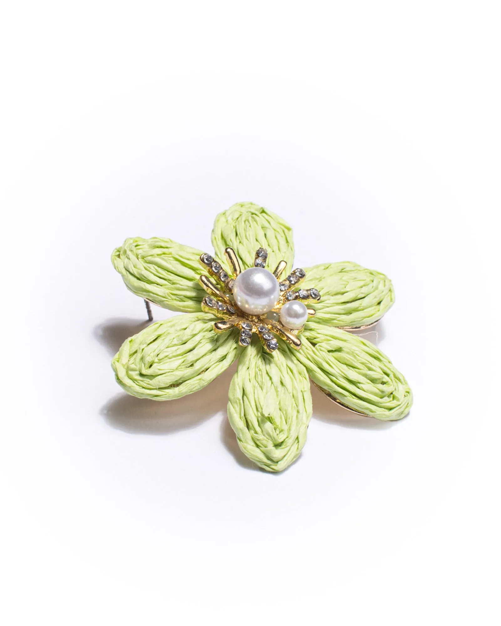 Green Straw Look Flower Detail Earrings sold by Collete Hayman product image thumbnail 2