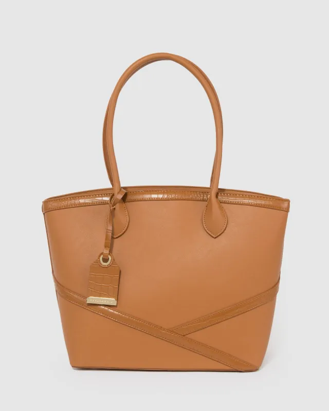 Brown Livvy Cross Panel Tote Bag sold by Collete Hayman