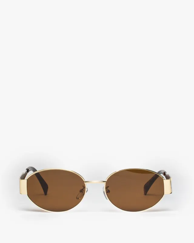 Brown Oval Metal Detail Sunglasses sold by Collete Hayman