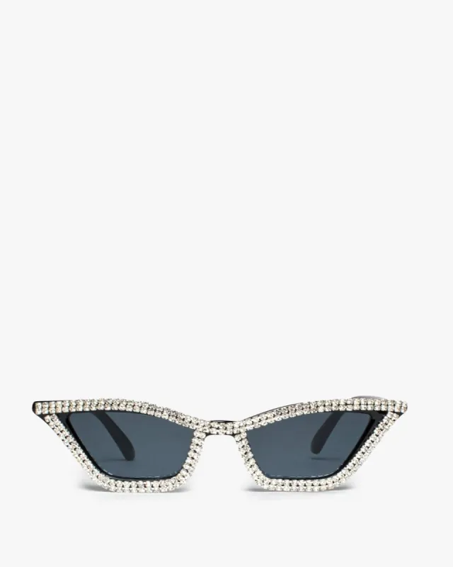 Black Cat-Eye Crystal Detail Sunglasses made by Collete Hayman