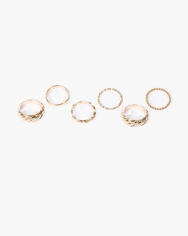Gold Twist Dome Ring Pack sold by Collete Hayman